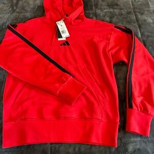 Adidas Vibrant Red Hoodie with Black Logo